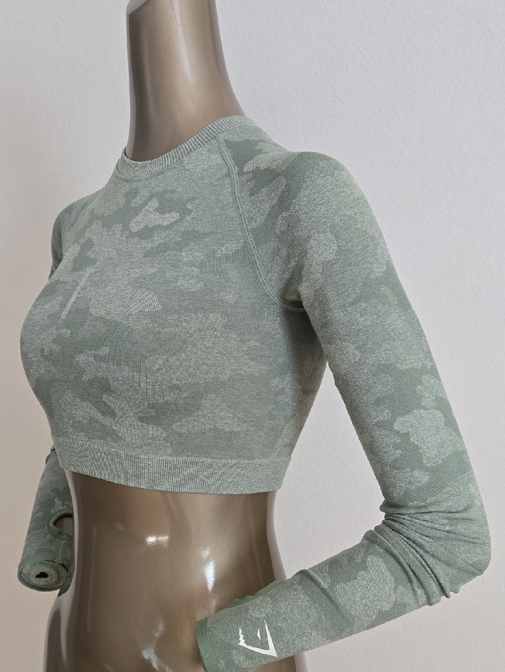 Gymshark Sage Green Long Sleeve Crop Top